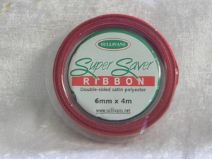 6mm x 4m Double Sided Satin Ribbon Dark Red